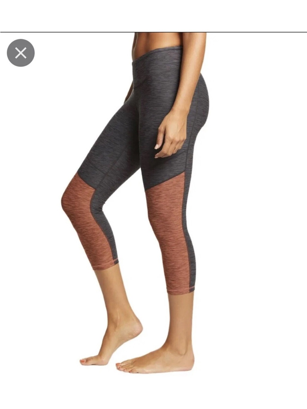 Prana Leggings Needra Capris Heathered Gray Orange Fitted Size M